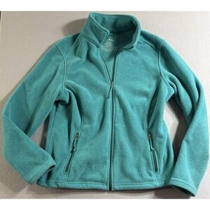 L.L. Bean Womens Fleece Full Zip Jacket Turquoise Size M Reg Pockets